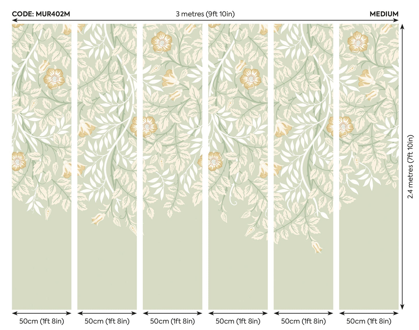 Origin Murals Cascading Rosehip Sage Green 300cm X 240cm - Hot Tub Shop