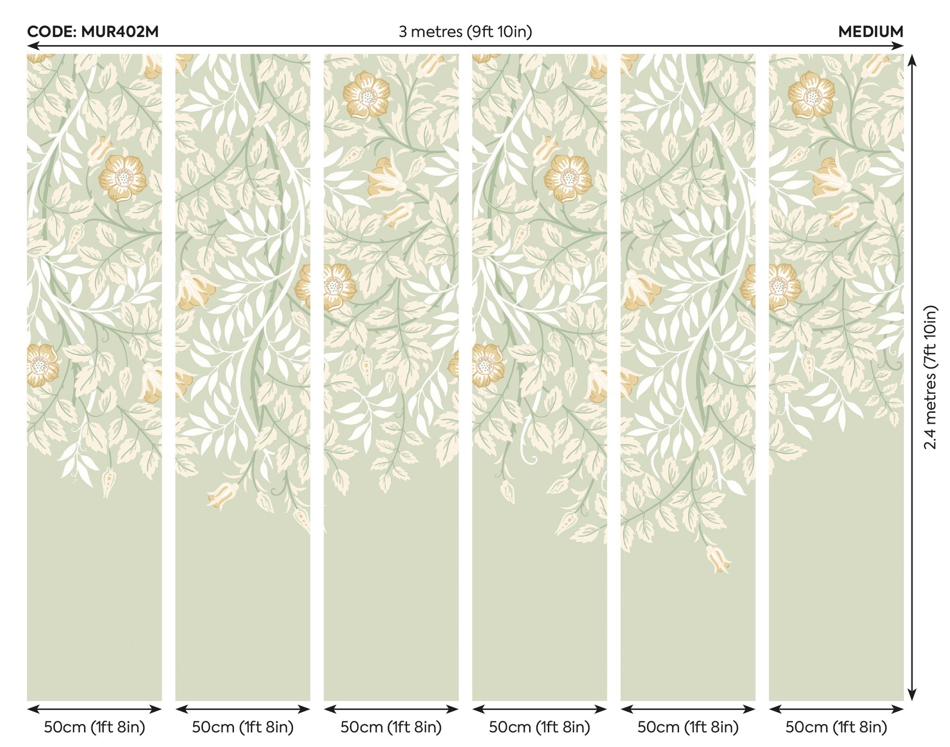 Origin Murals Cascading Rosehip Sage Green 300cm X 240cm - Hot Tub Shop