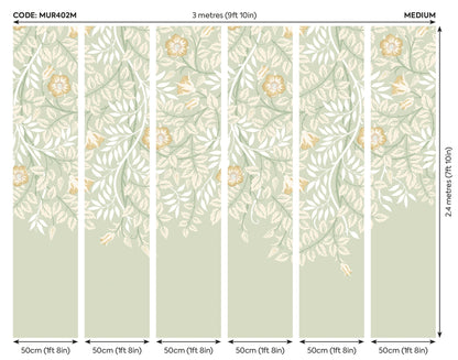 Origin Murals Cascading Rosehip Sage Green 300cm X 240cm - Hot Tub Shop