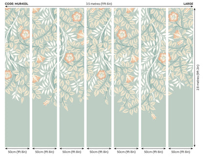 Origin Murals Cascading Rosehip Seafoam And Apricot 350cm X 280cm