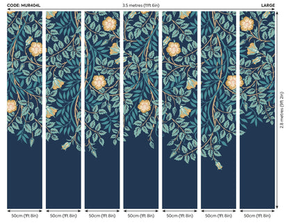 Origin Murals Cascading Rosehip Indigo And Teal 350cm X 280cm