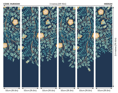 Origin Murals Cascading Rosehip Indigo And Teal 300cm X 240cm