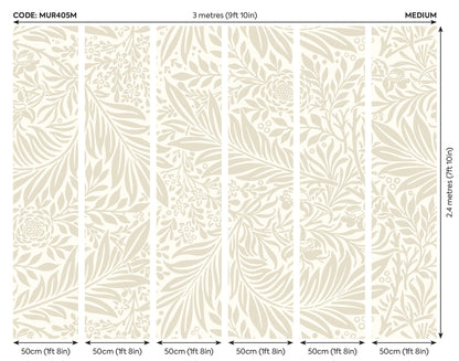 Origin Murals Trailing Ferns Stone And Linen 300cm X 240cm - Hot Tub Shop