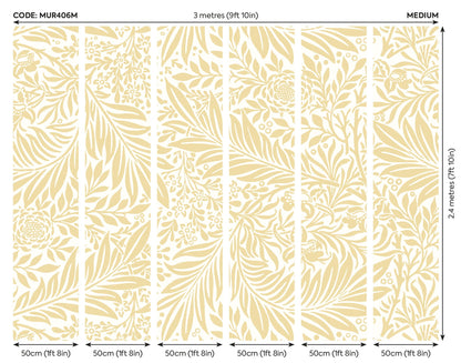 Origin Murals Trailing Ferns Soft Gold 300cm X 240cm