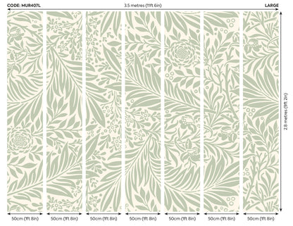 Origin Murals Trailing Ferns Sage Green 350cm X 280cm