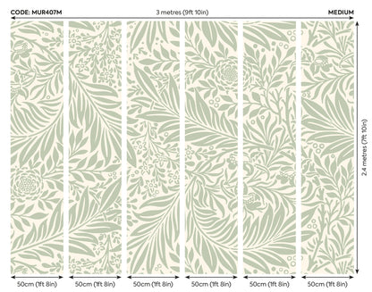 Origin Murals Trailing Ferns Sage Green 300cm X 240cm