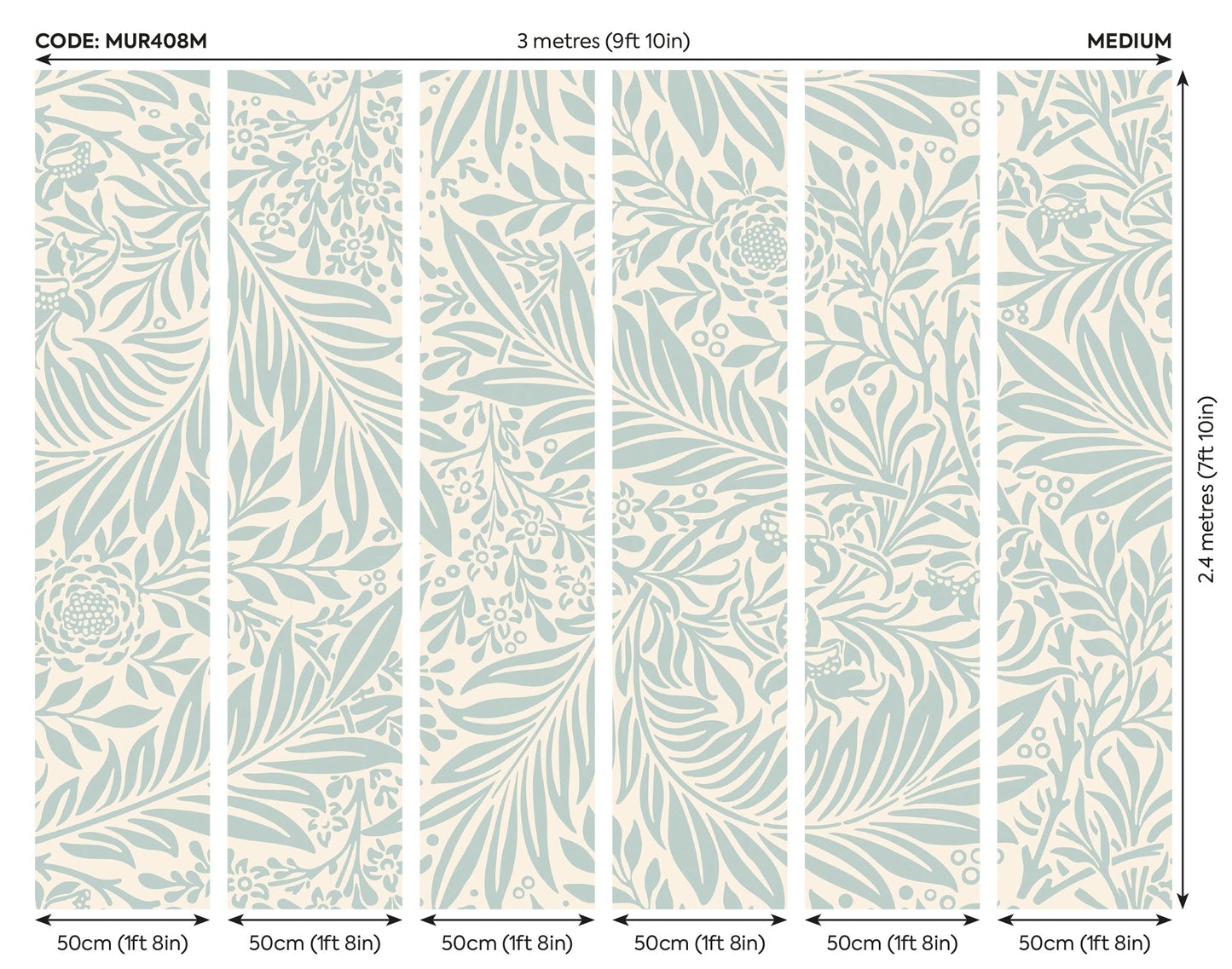 Origin Murals Trailing Ferns Duck Egg 300cm X 240cm
