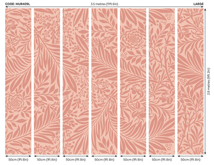 Origin Murals Trailing Ferns Warm Coral 350cm X 280cm