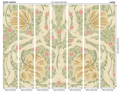Origin Murals Flower Circle Olive And Coral 350cm X 280cm