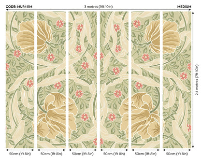 Origin Murals Flower Circle Olive And Coral 300cm X 240cm