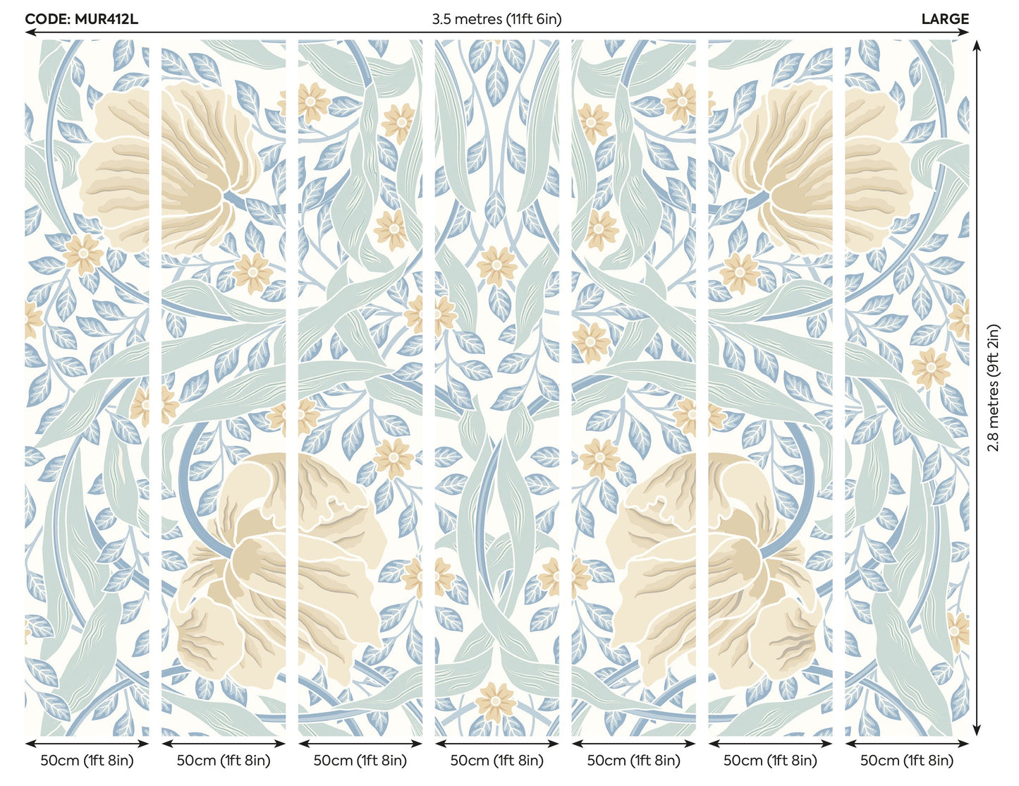 Origin Murals Flower Circle Soft Blue 350cm X 280cm