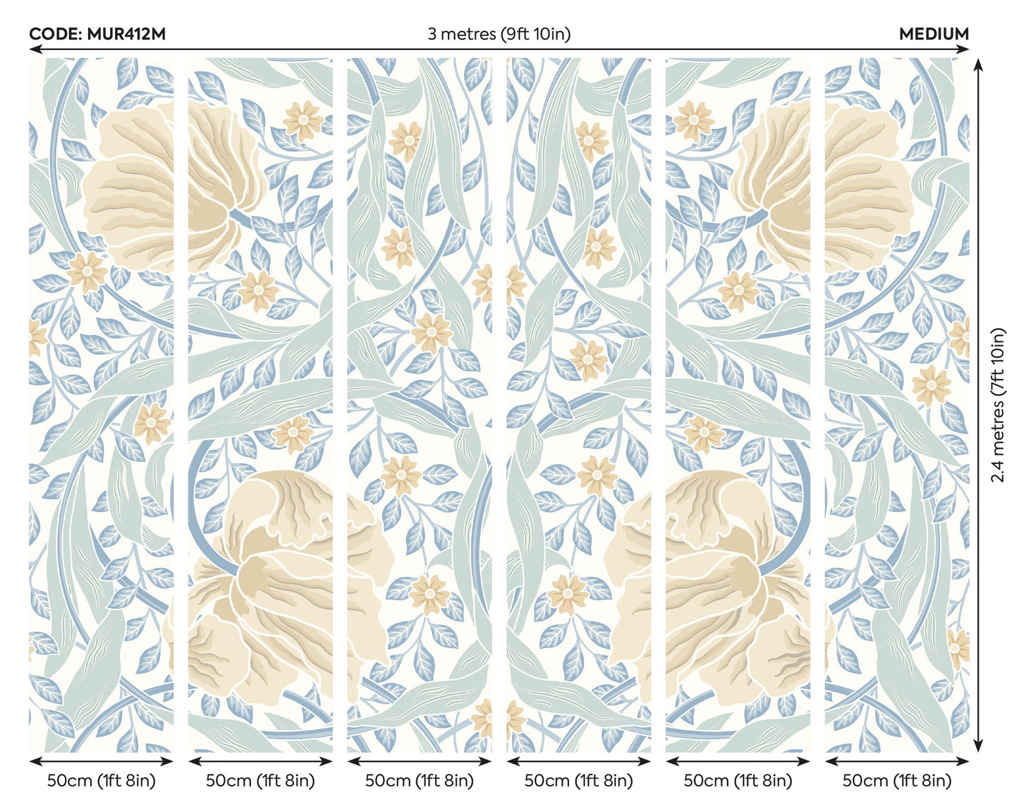 Origin Murals Flower Circle Soft Blue 300cm X 240cm - Hot Tub Shop