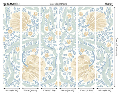 Origin Murals Flower Circle Soft Blue 300cm X 240cm - Hot Tub Shop