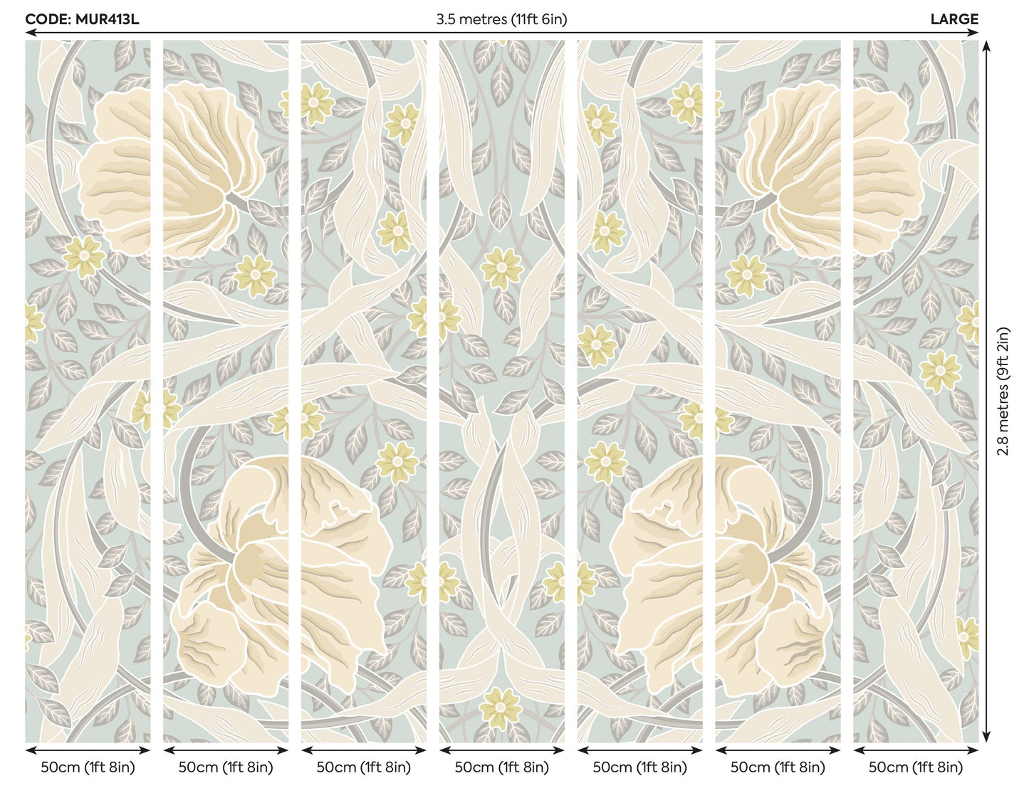 Origin Murals Flower Circle Duck Egg And Linen 350cm X 280cm