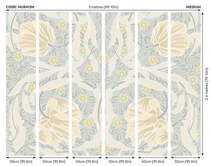 Origin Murals Flower Circle Duck Egg And Linen 300cm X 240cm