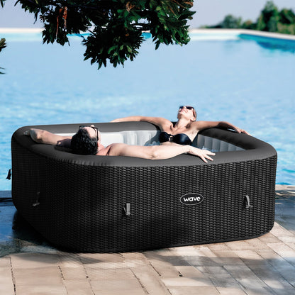 Wave Pacific 6 Person Inflatable Hot Tub - Slate Rattan (Energy Efficient Bundle)