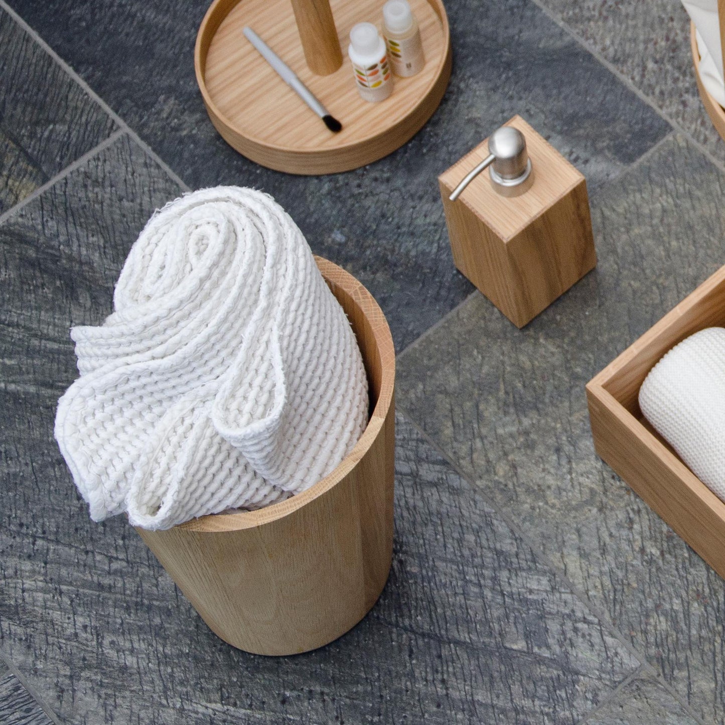 Wireworks Round Bin Mezza Oak