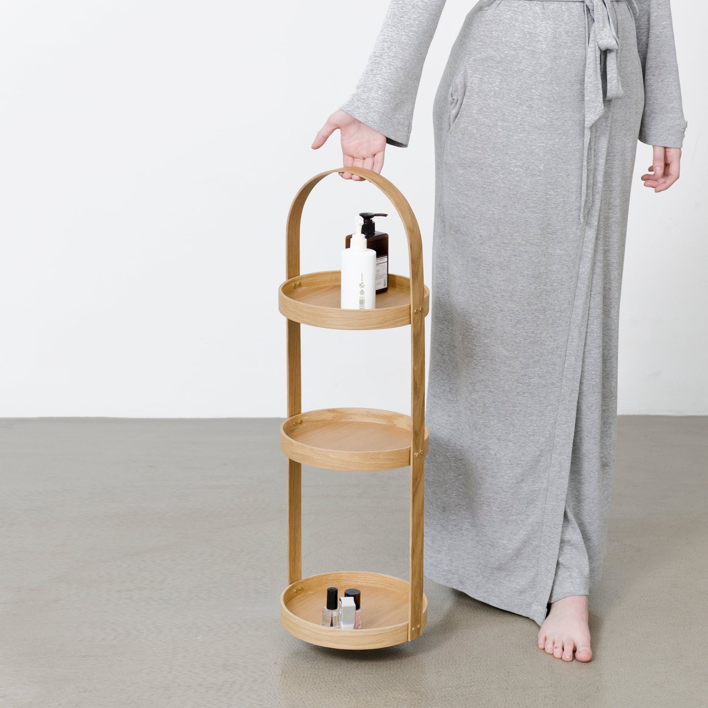 Wireworks Round Caddy 3 Tray Oak