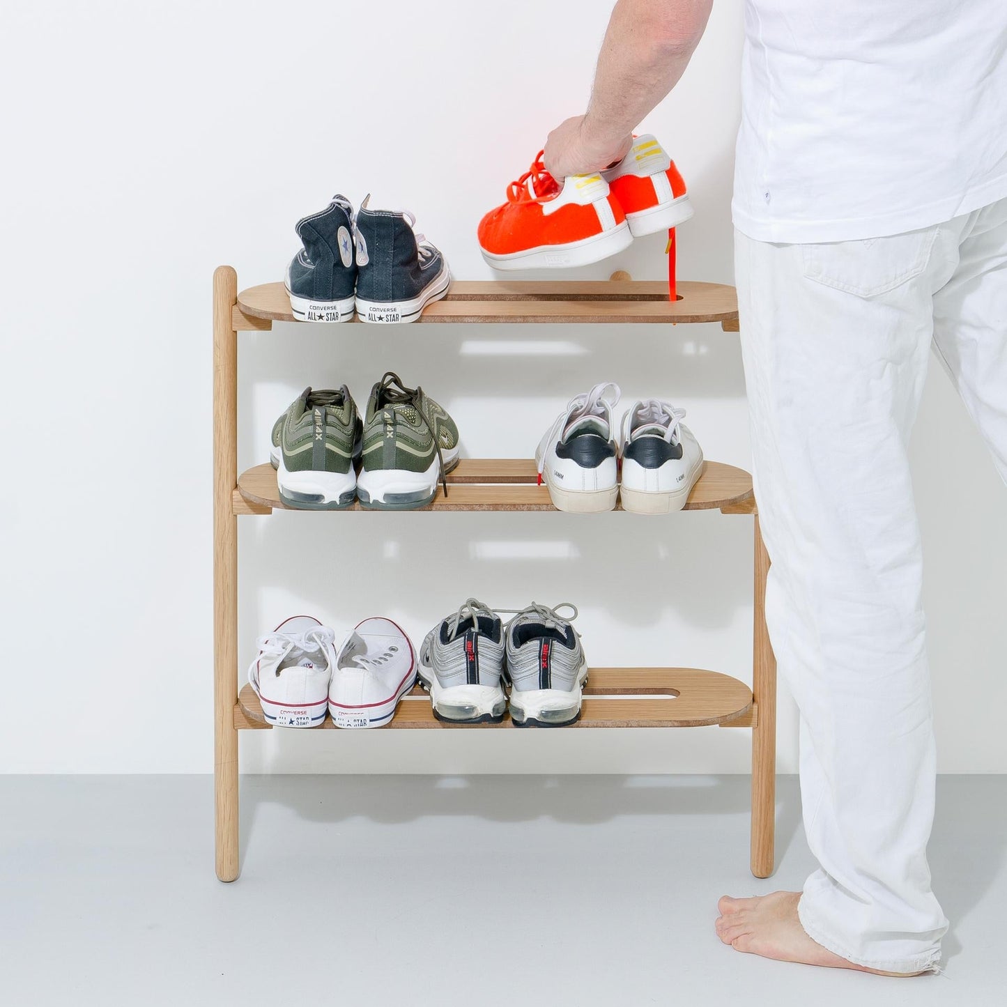 Wireworks Shoe Rack Heel Bar Oak