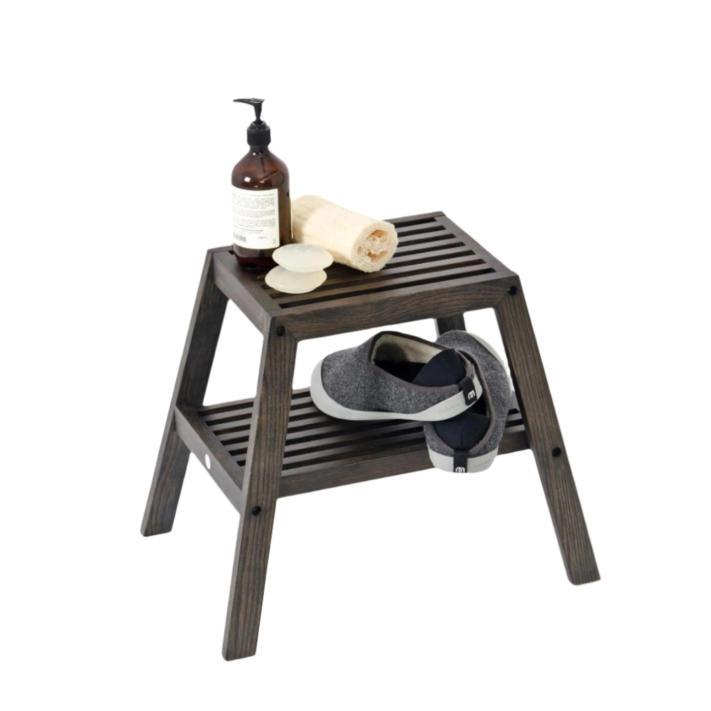 Wireworks Slatted Stool Dark Oak