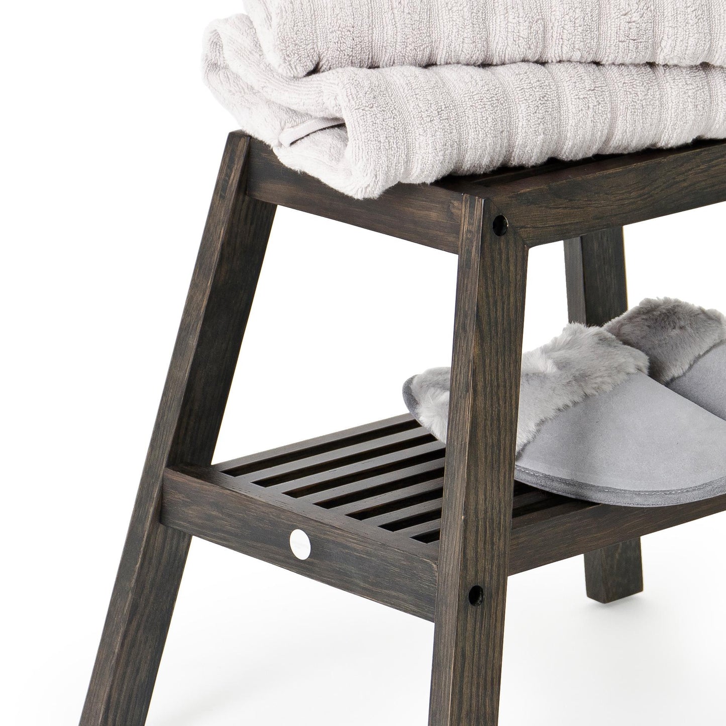 Wireworks Slatted Stool Dark Oak