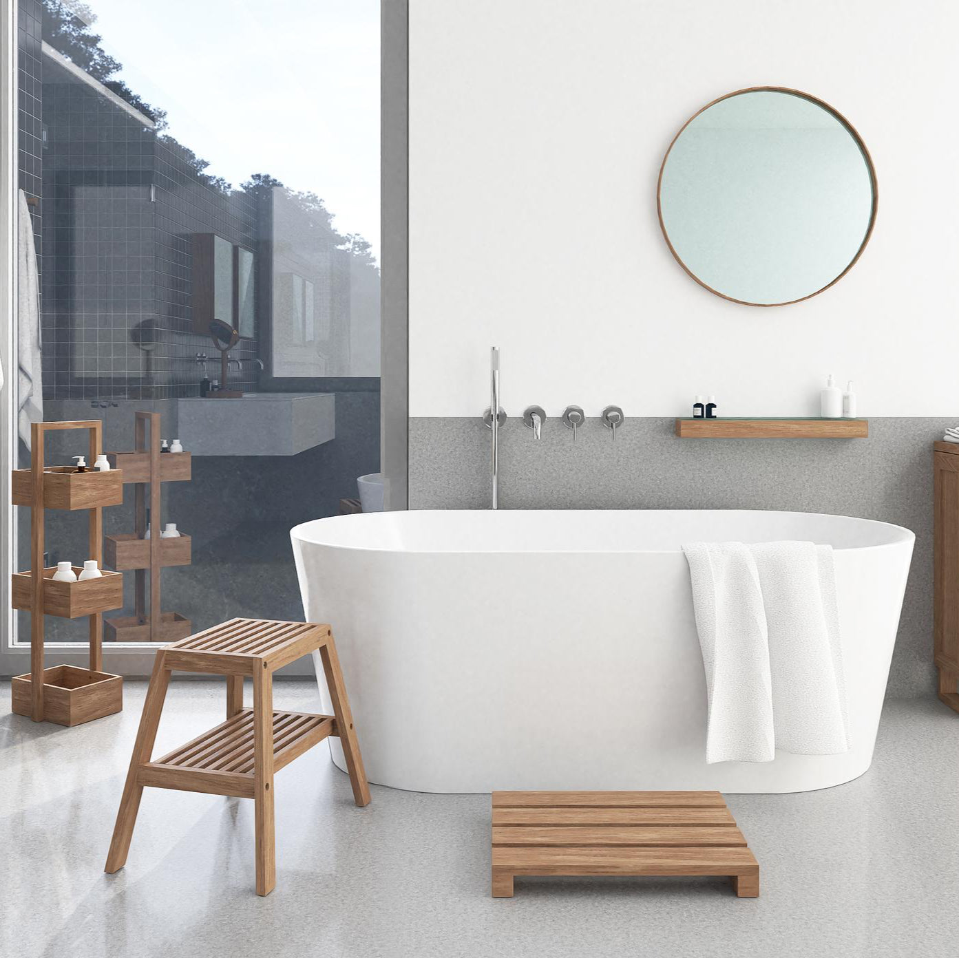 Wireworks Slatted Stool Oak