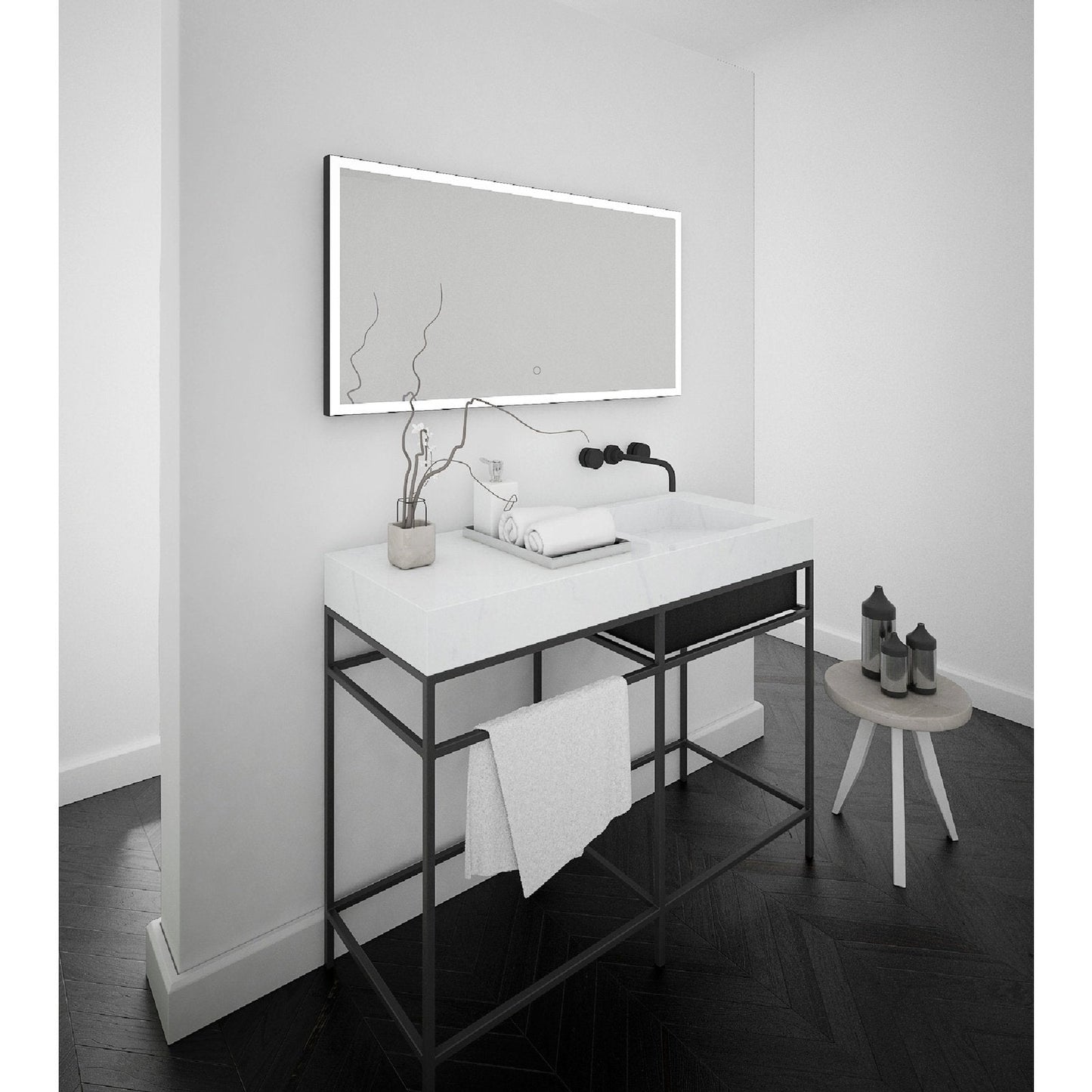 Origins Living Tate Light Rectangular Mirror 50x100cm Matt Black