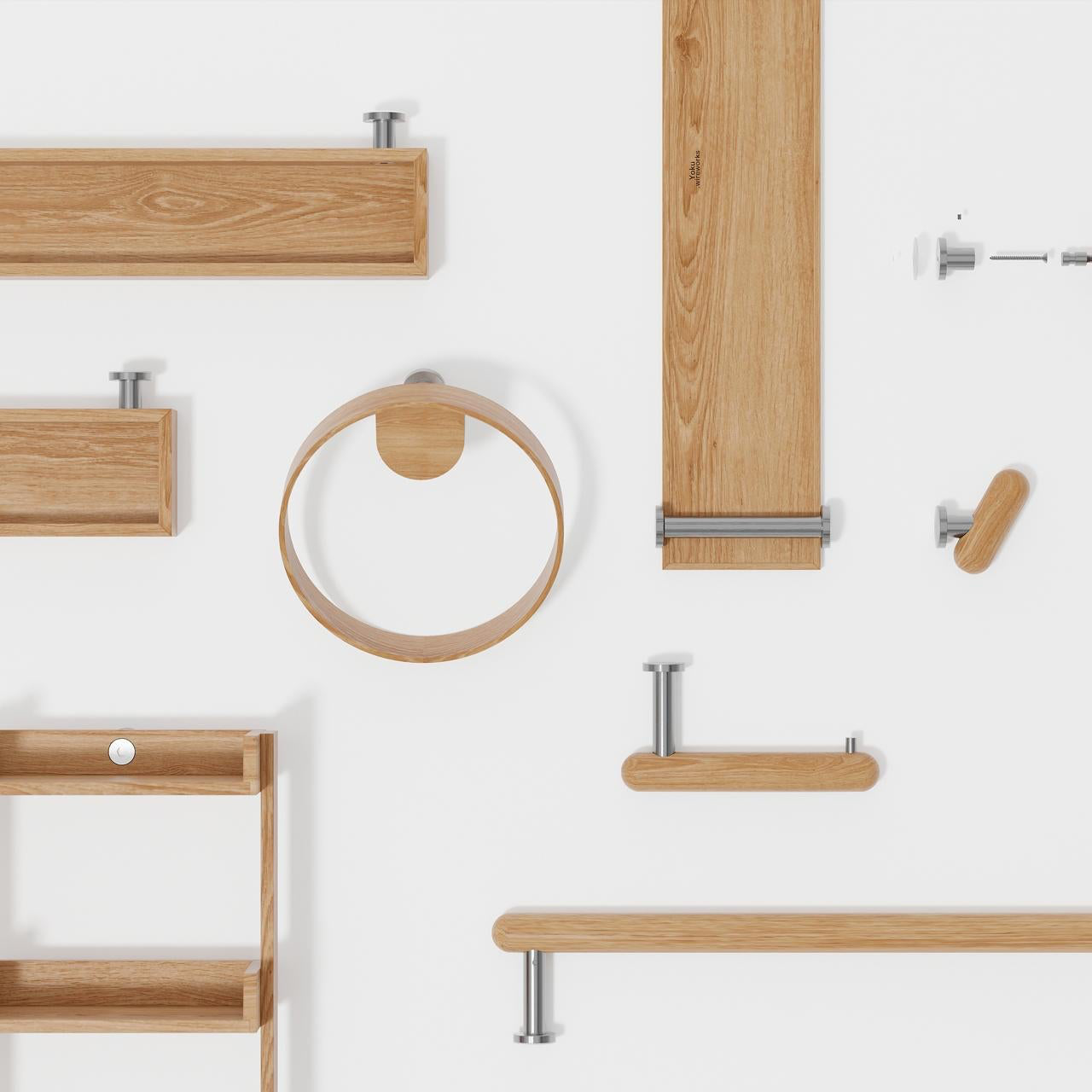 Wireworks Hand Towel Ring Yoku Oak