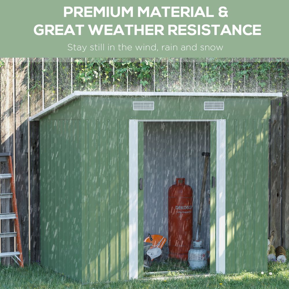 6.8 x 4.3ft Outdoor Garden Storage Shed, Tool Storage Box Green 6.8x4.3ft - Hot Tub Shop