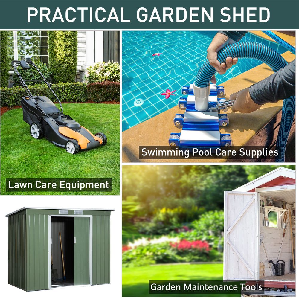 Garden Storage Shed - Durable, Sloped Roof, Outdoor Equipment Tool Storage - 213x130x173cm - Hot Tub Shop