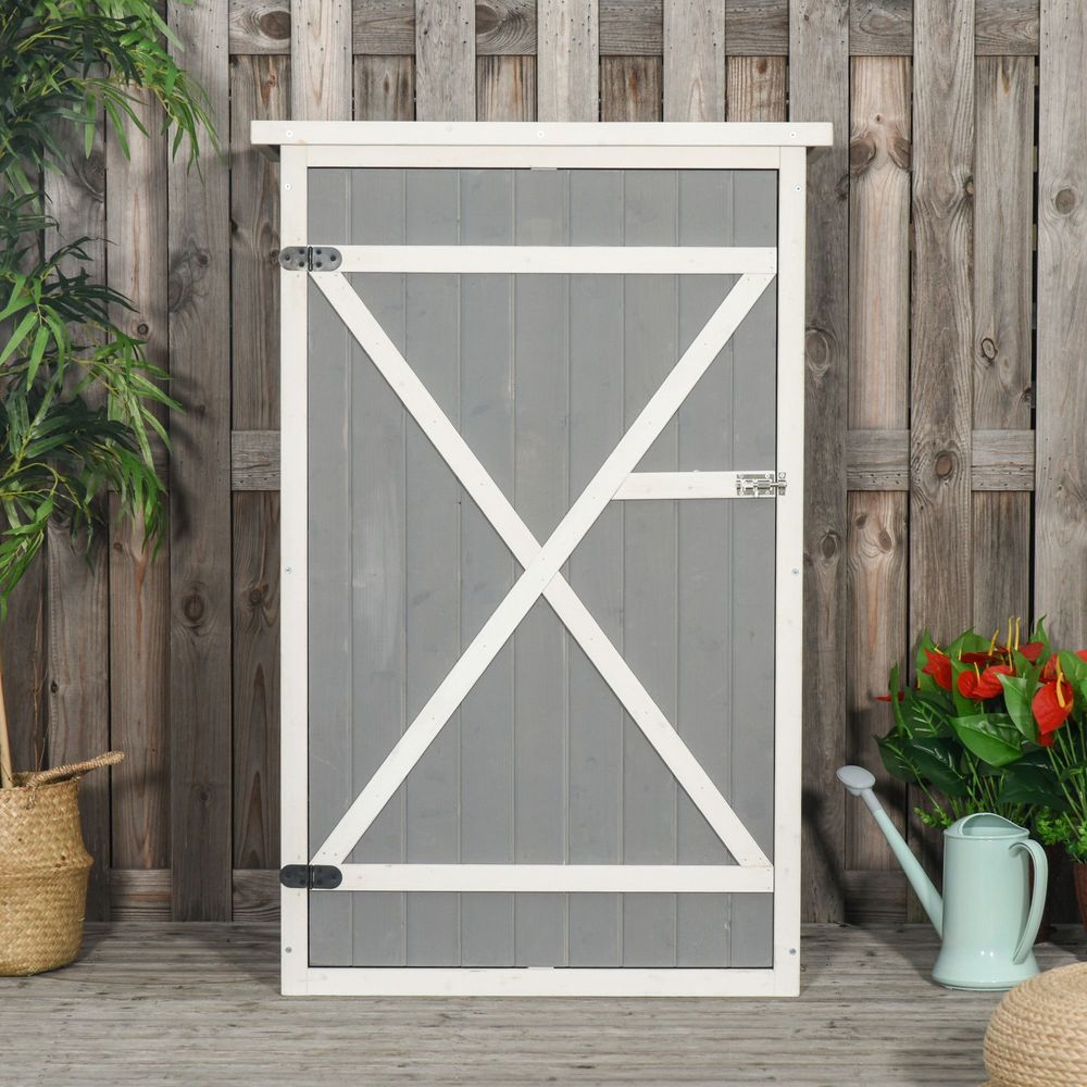 Outsunny Wooden Garden Storage Shed - Fir Wood Tool Cabinet - Hot Tub Shop