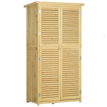 87 x 47 x 160cm Wooden Garden Storage Shed w/ Asphalt Roof, Natural - Hot Tub Shop