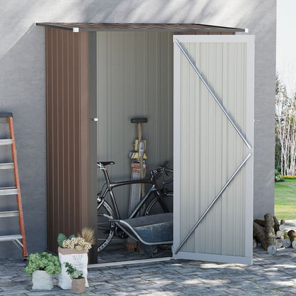 Premium Steel Garden Shed Brown | Lockable Door | Weather-resistant | Outdoor Storage Solution - Hot Tub Shop
