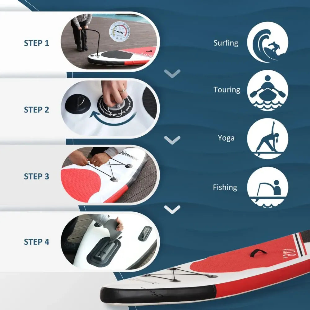 10ft Inflatable Stand Up Board: Non-Slip Deck + Adjustable Paddle - High-Quality, Portable, and Safe - Hot Tub Shop