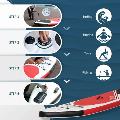 10ft Inflatable Stand Up Board: Non-Slip Deck + Adjustable Paddle - High-Quality, Portable, and Safe - Hot Tub Shop