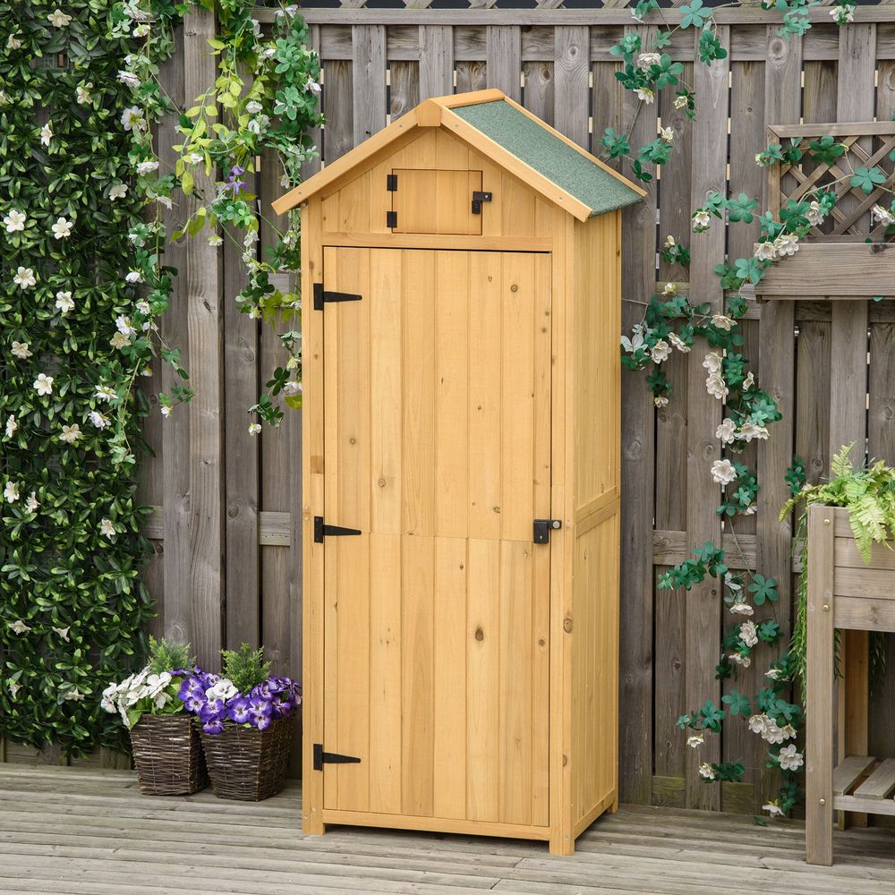 Garden Shed Utility - 3 Shelves - Wood - Outdoor - 77x54.2x179cm - Brown - Hot Tub Shop