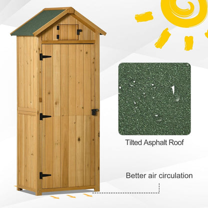 Garden Shed Utility - 3 Shelves - Wood - Outdoor - 77x54.2x179cm - Brown - Hot Tub Shop