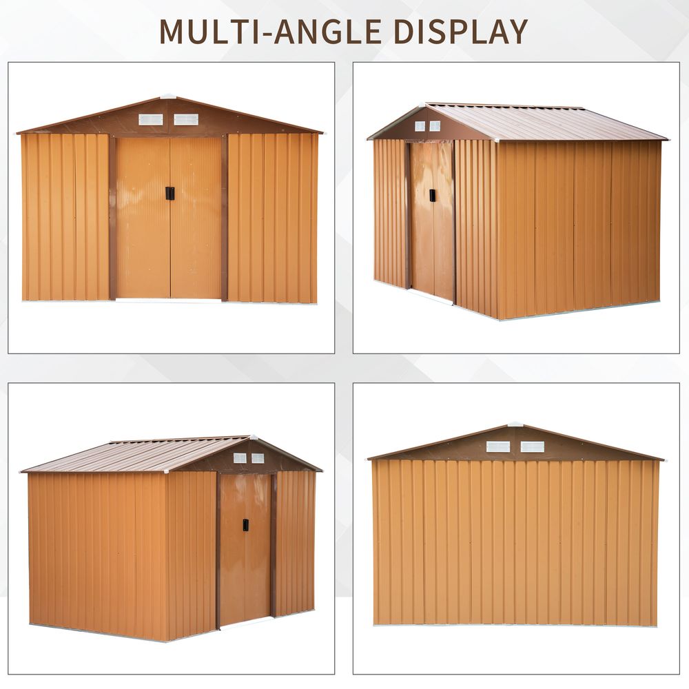 Lockable 9x6 ft Metal Shed - Khaki Storage Yard Container - High Quality - Hot Tub Shop
