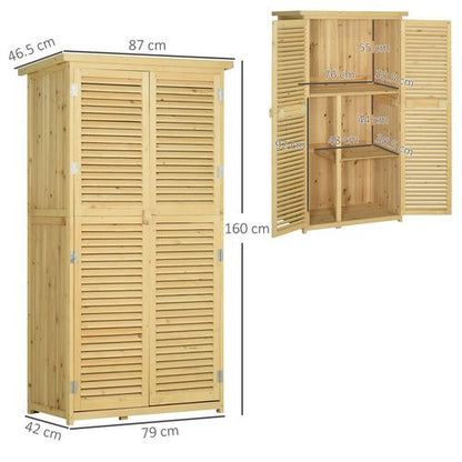 87 x 47 x 160cm Wooden Garden Storage Shed w/ Asphalt Roof, Natural - Hot Tub Shop