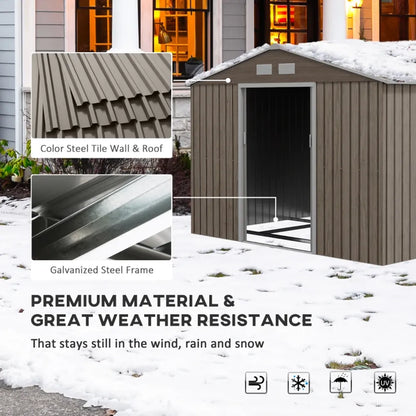 Outsunny Garden Shed Storage Unit withLocking Door Floor Foundation Vent Brown