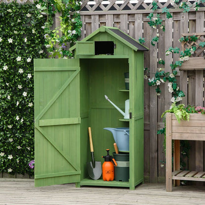 Garden Shed Vertical Utility 3 Shelves Wood Tool Storage Unit Cabinet - Hot Tub Shop