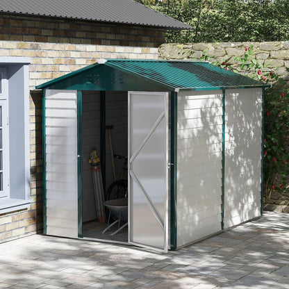 Premium 9x6 Galvanized Metal Garden Shed - Secure & Spacious Storage Solution for Backyard & Patio - Hot Tub Shop