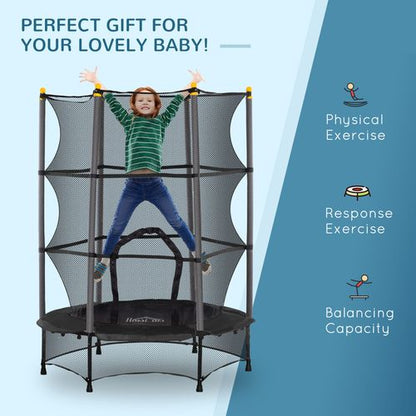 HOMCOM 4.6FT/75" Kids Trampoline with Safety Enclosure, Indoor Outdoor