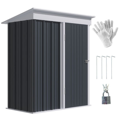 Compact Steel Bike Shed, Lockable Lean-to Design, Adjustable Shelf, 5x3