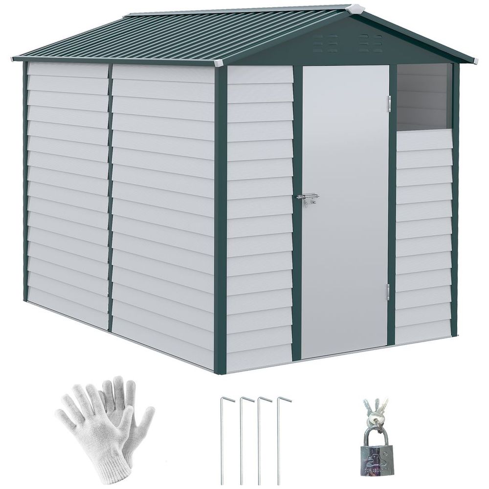 Premium 9x6 Galvanized Metal Garden Shed - Secure & Spacious Storage Solution for Backyard & Patio - Hot Tub Shop