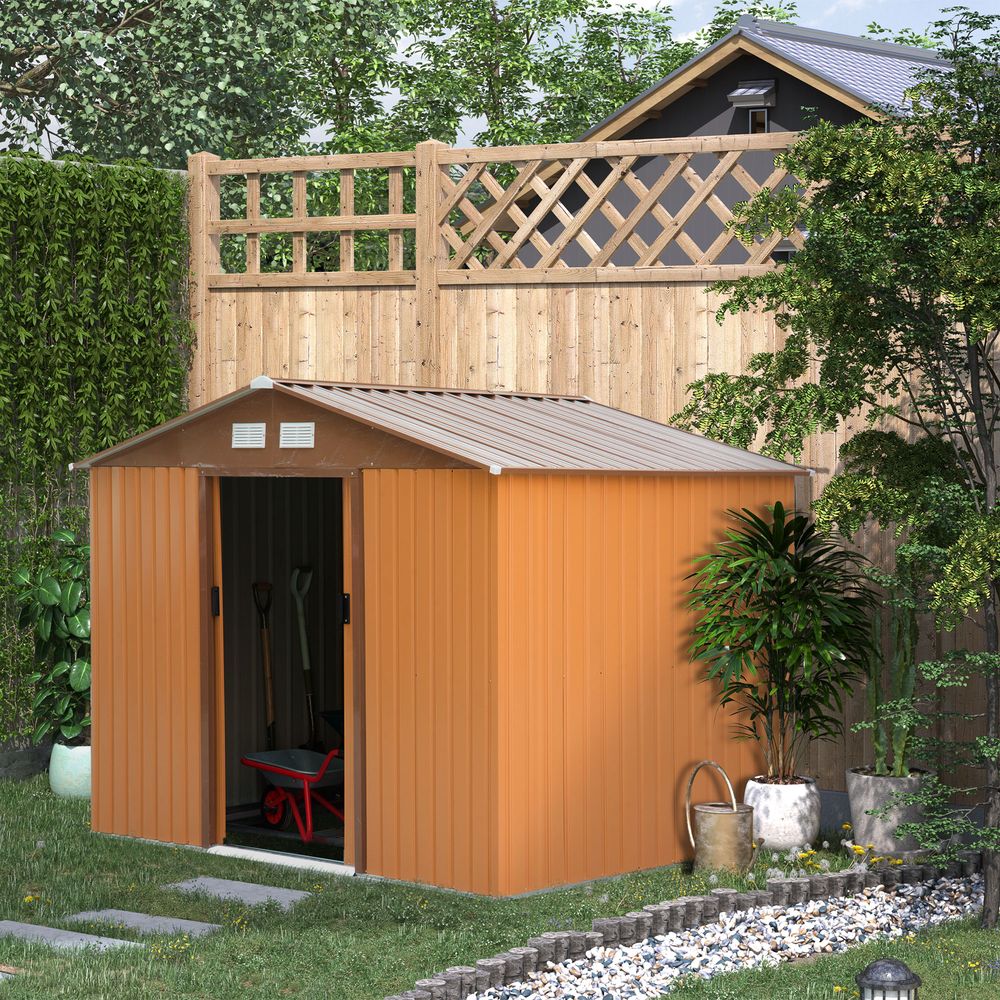 Lockable 9x6 ft Metal Shed - Khaki Storage Yard Container - High Quality - Hot Tub Shop