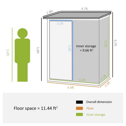 Metal Outdoor Storage Shed, Garden Tool House Cabinet -5' x 3' Green-AS