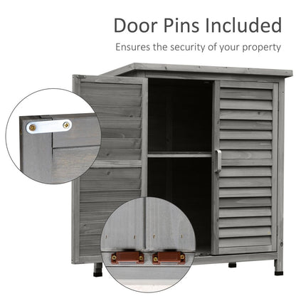 Garden Shed Wooden  2 Door Unit Solid Fir Wood 87x46.5x96.5cm, Grey - Hot Tub Shop