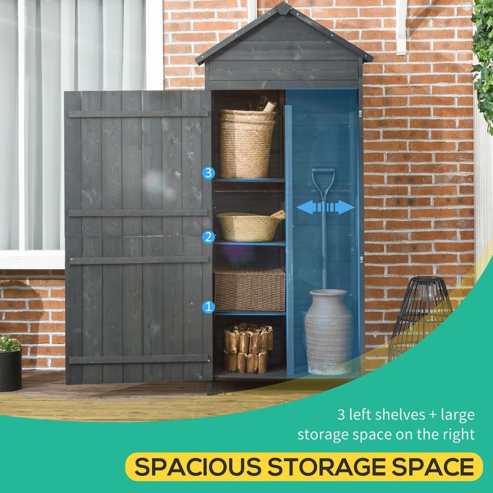Outsunny Wooden Garden Shed - Utility Tool Storage Cabinet - Grey - Hot Tub Shop
