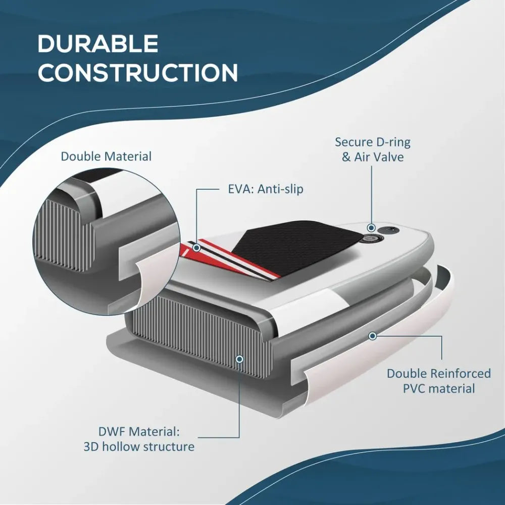 10ft Inflatable Stand Up Board: Non-Slip Deck + Adjustable Paddle - High-Quality, Portable, and Safe - Hot Tub Shop